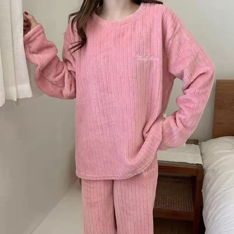 Winter Women'S New Pajamas Homewear Suit Women'S Fall and Winter Warm Clothes Coral Velvet Leisure Pajamas Padded Homewear