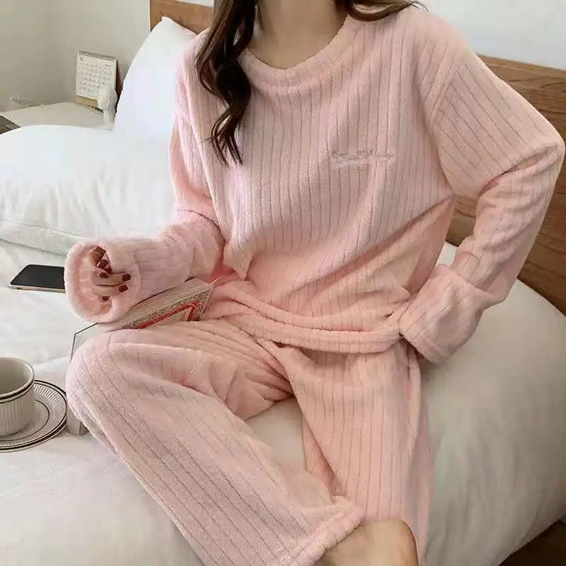 Winter Women'S New Pajamas Homewear Suit Women'S Fall and Winter Warm Clothes Coral Velvet Leisure Pajamas Padded Homewear