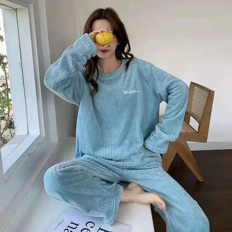 Winter Women'S New Pajamas Homewear Suit Women'S Fall and Winter Warm Clothes Coral Velvet Leisure Pajamas Padded Homewear