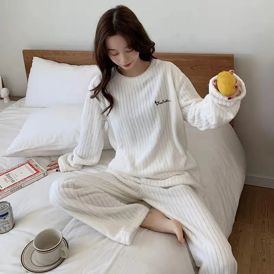 Winter Women'S New Pajamas Homewear Suit Women'S Fall and Winter Warm Clothes Coral Velvet Leisure Pajamas Padded Homewear