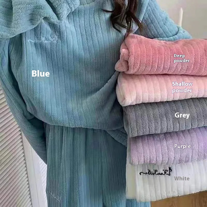 Winter Women'S New Pajamas Homewear Suit Women'S Fall and Winter Warm Clothes Coral Velvet Leisure Pajamas Padded Homewear